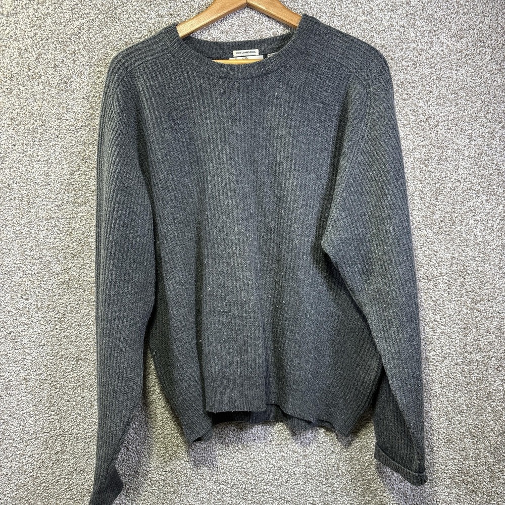 Sears‎ Roebuck & Co. Sweater Mens XL Gray 100% Lambswool Crewneck Knit Pullover